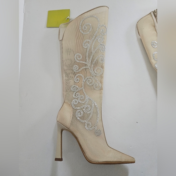 Gianni Bini Audrina Clear Mesh Rhinestone Tall Boots Zise 6 - Picture 8 of 8